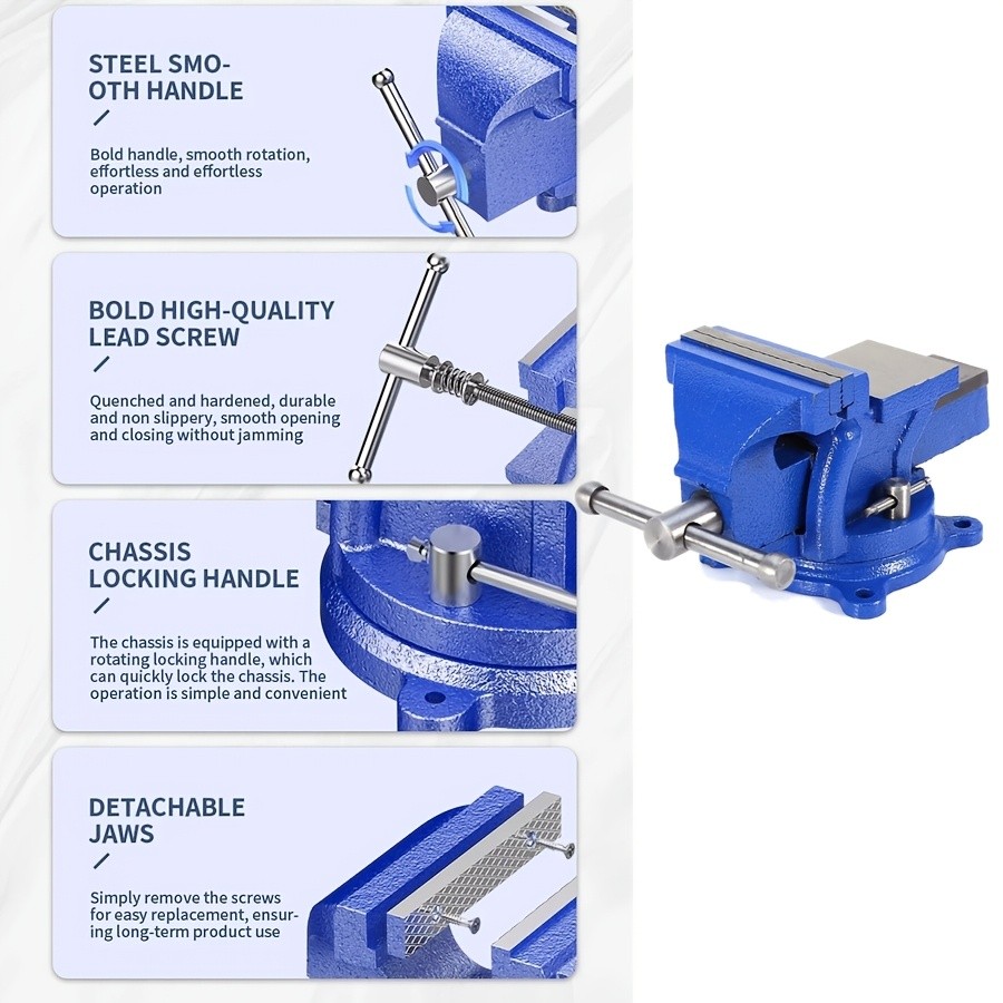 4-Inch Robust Bench Vice – Secure Grip. Reliable Control.