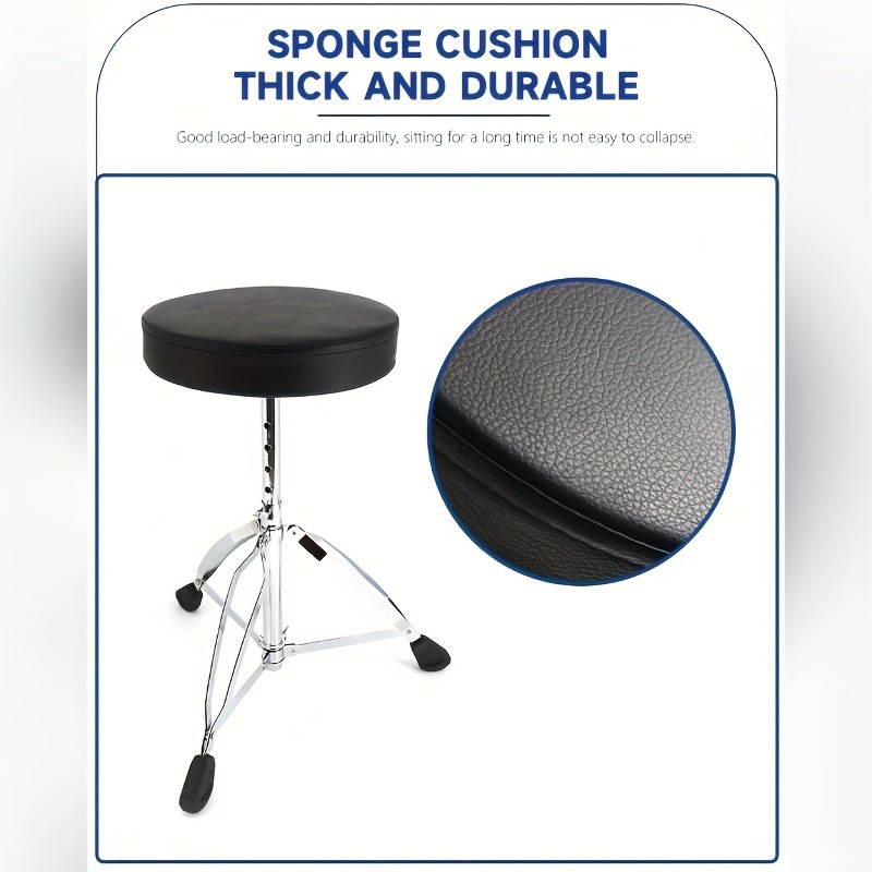 Heavy-Duty Adjustable Height Drum Stool with Padded Comfort & 360° Swivel