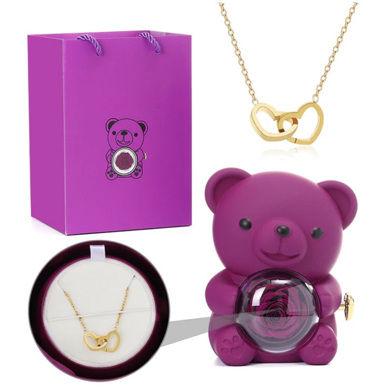 š¹Eternal Rose Bear w/ Engraved Necklace
