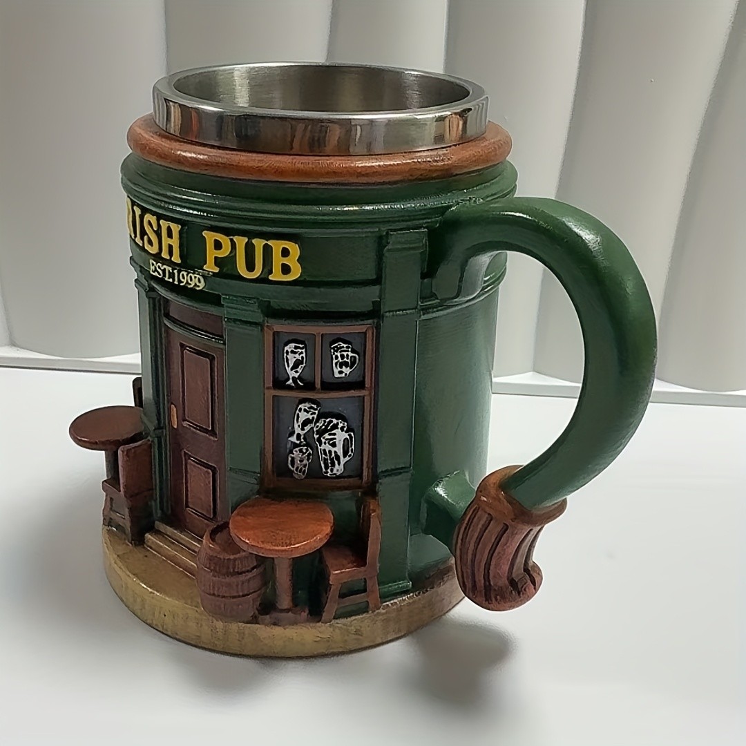 Irish Tree Mug – Stainless Steel & Resin Cup with Shamrock Charm