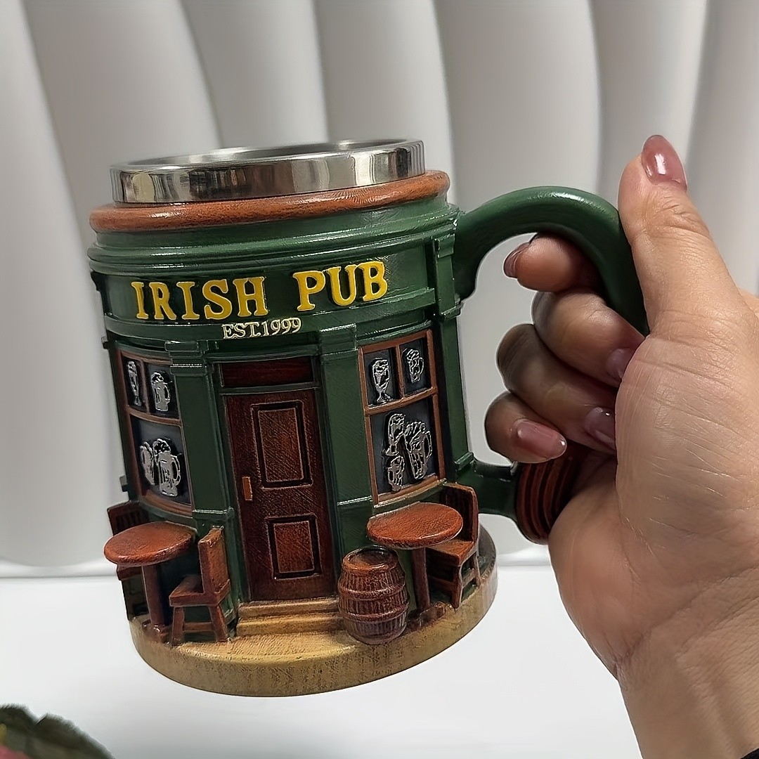 Irish Tree Mug – Stainless Steel & Resin Cup with Shamrock Charm