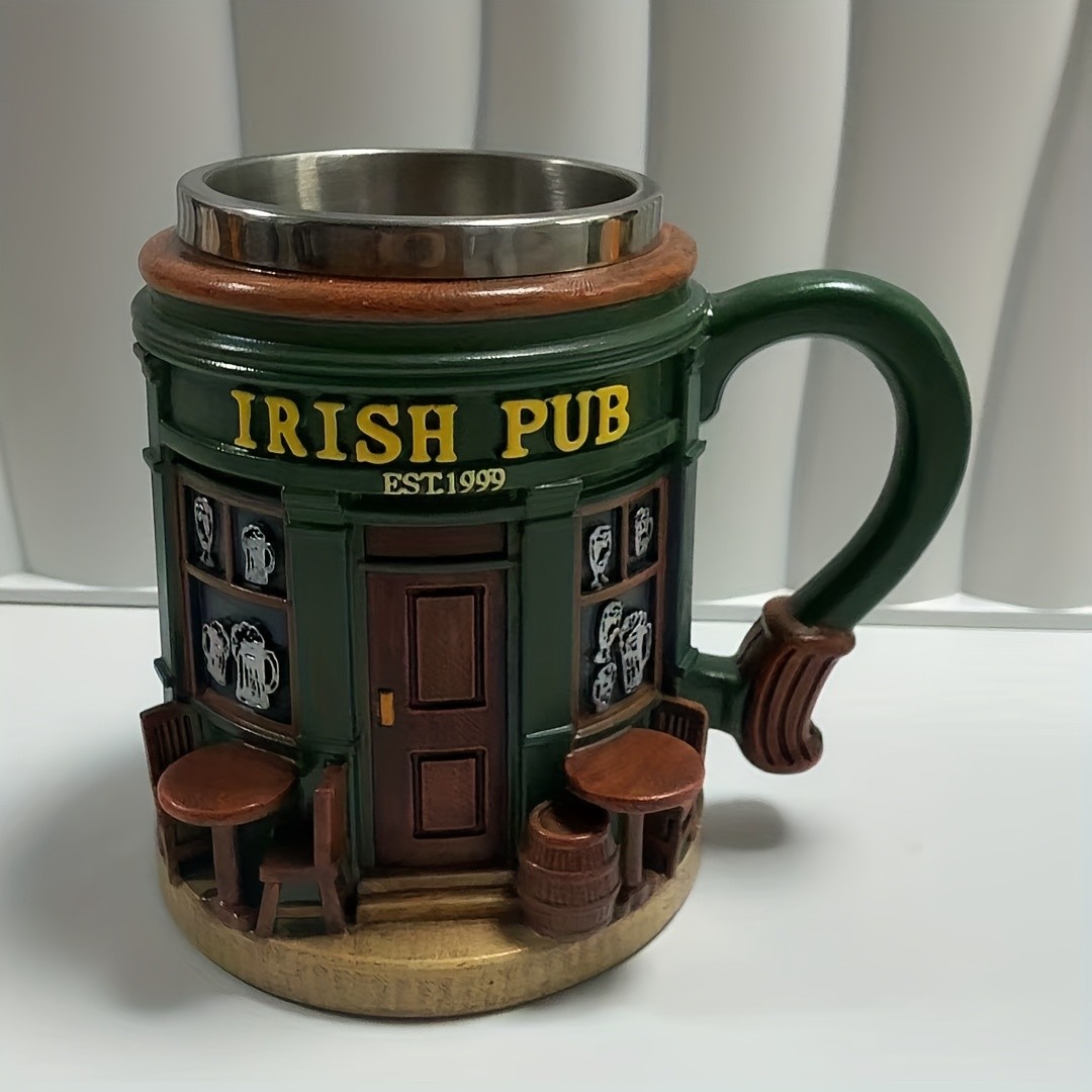 Irish Tree Mug – Stainless Steel & Resin Cup with Shamrock Charm