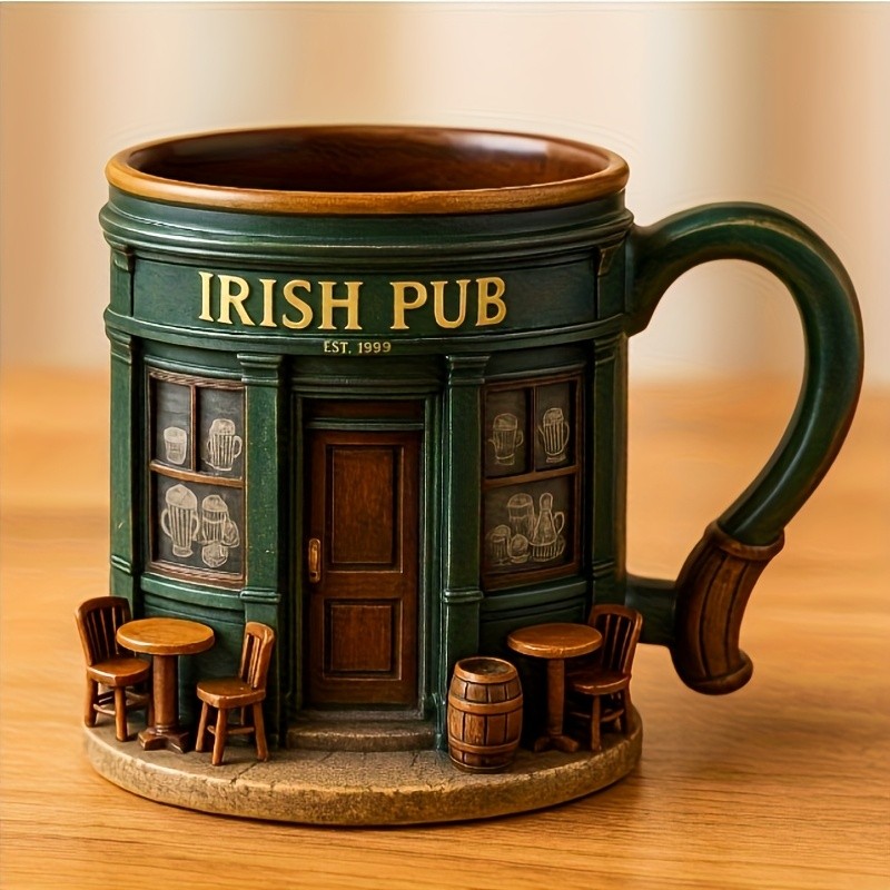Irish Tree Mug – Stainless Steel & Resin Cup with Shamrock Charm