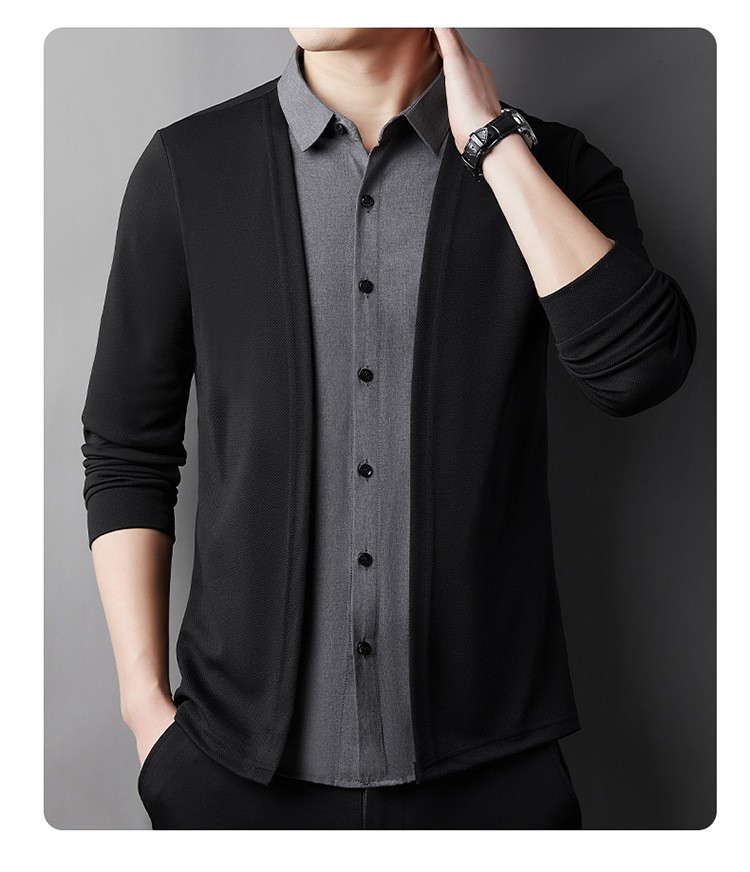 🔥Men's Fake Two-Piece Shirt Collar Knitted Cardigan! 👔