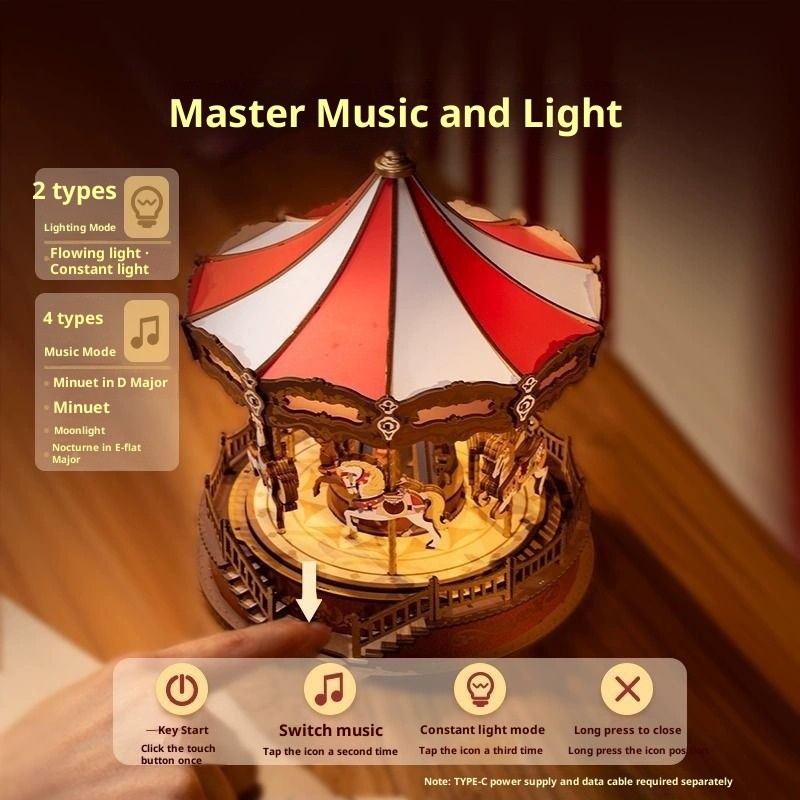 3D Wooden Puzzle – Classic Carousel