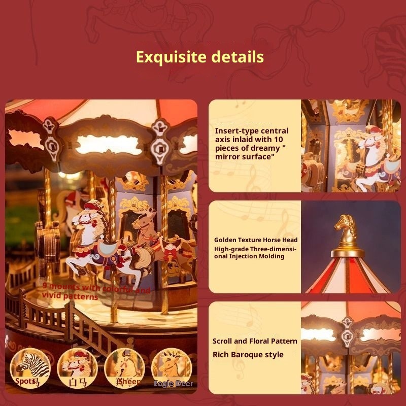 3D Wooden Puzzle – Classic Carousel