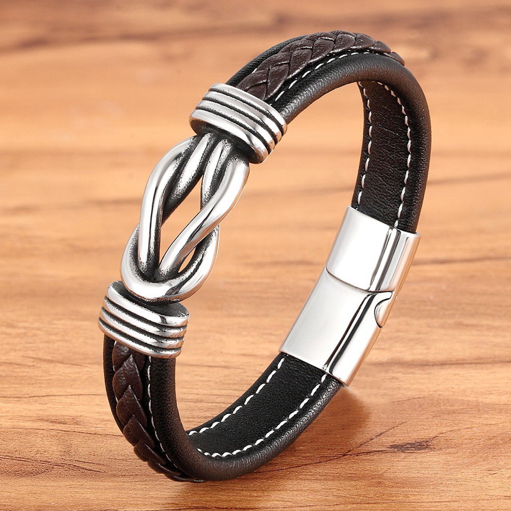 Men Simple Leather Braided Bracelet