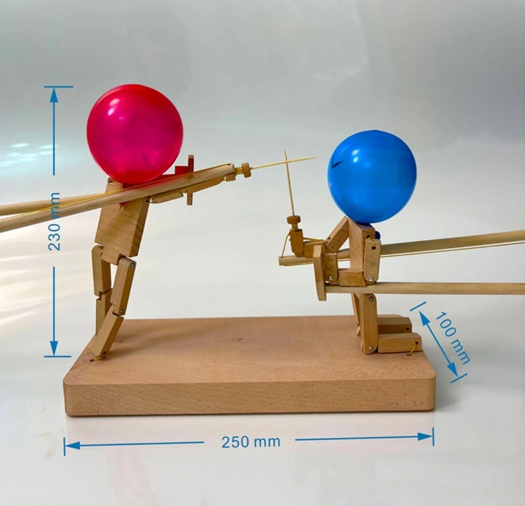 Bamboo Man Wooden Fencing Puppet Battle Game