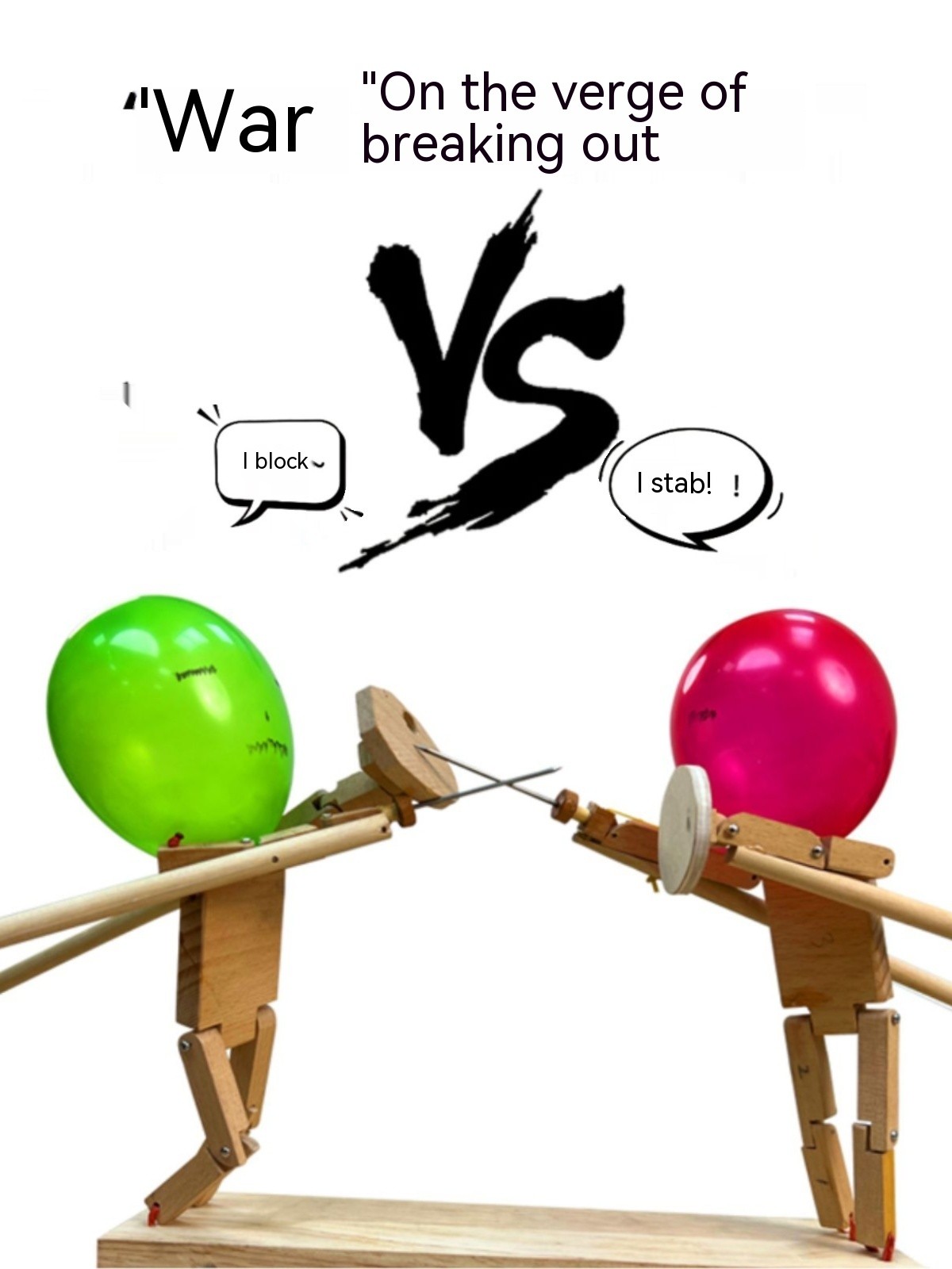 Bamboo Man Wooden Fencing Puppet Battle Game