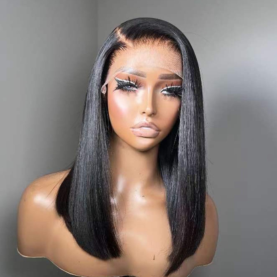 Straight Lace Front Bob Wig – 100% Human Hair, Natural Finish