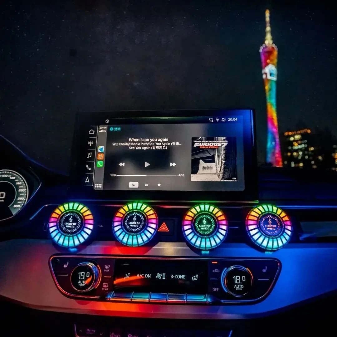 Car Music Rhythm Sound Control Colorful LED Light With Fragrance Holder