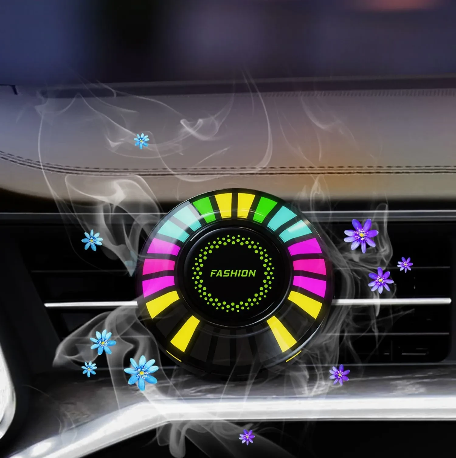 Car Music Rhythm Sound Control Colorful LED Light With Fragrance Holder