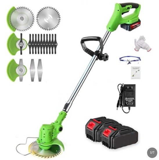 Cordless Electric Grass Trimmer 2-in-1 Lawn Edger W & 2 Batteries & Blades Yard Garden Tool Kit