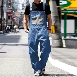 Men's casual vintage multi-pocket cargo overalls