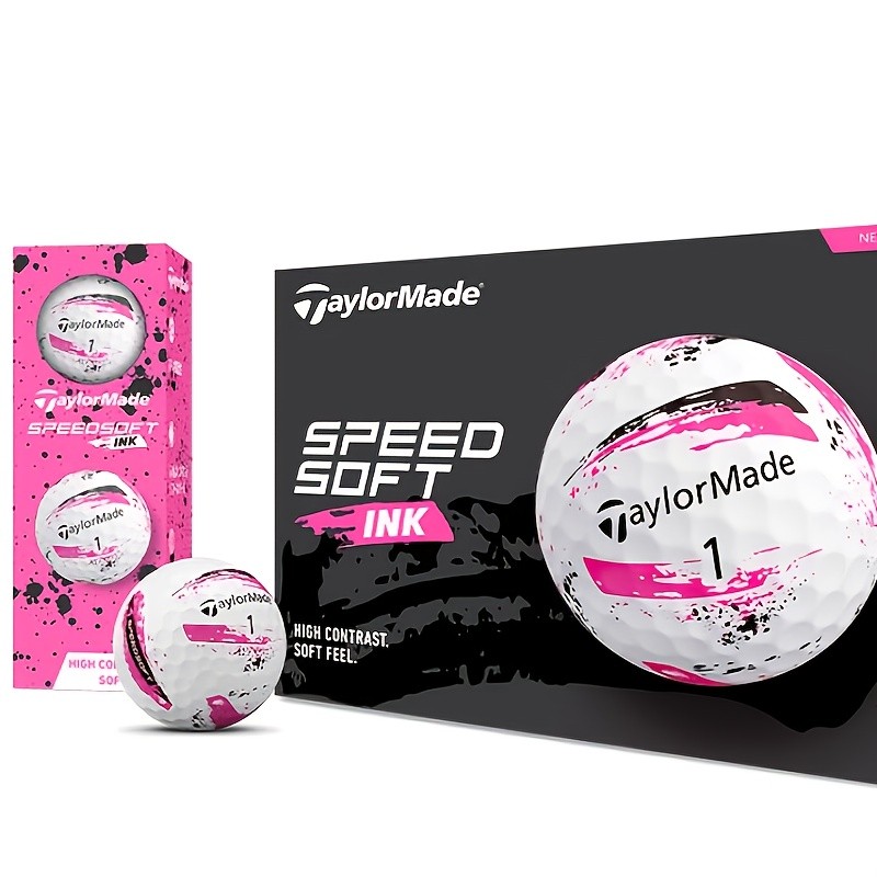 12pcs TaylorMade SpeedSoft Ink PNK GLB White/Pink Golf Balls