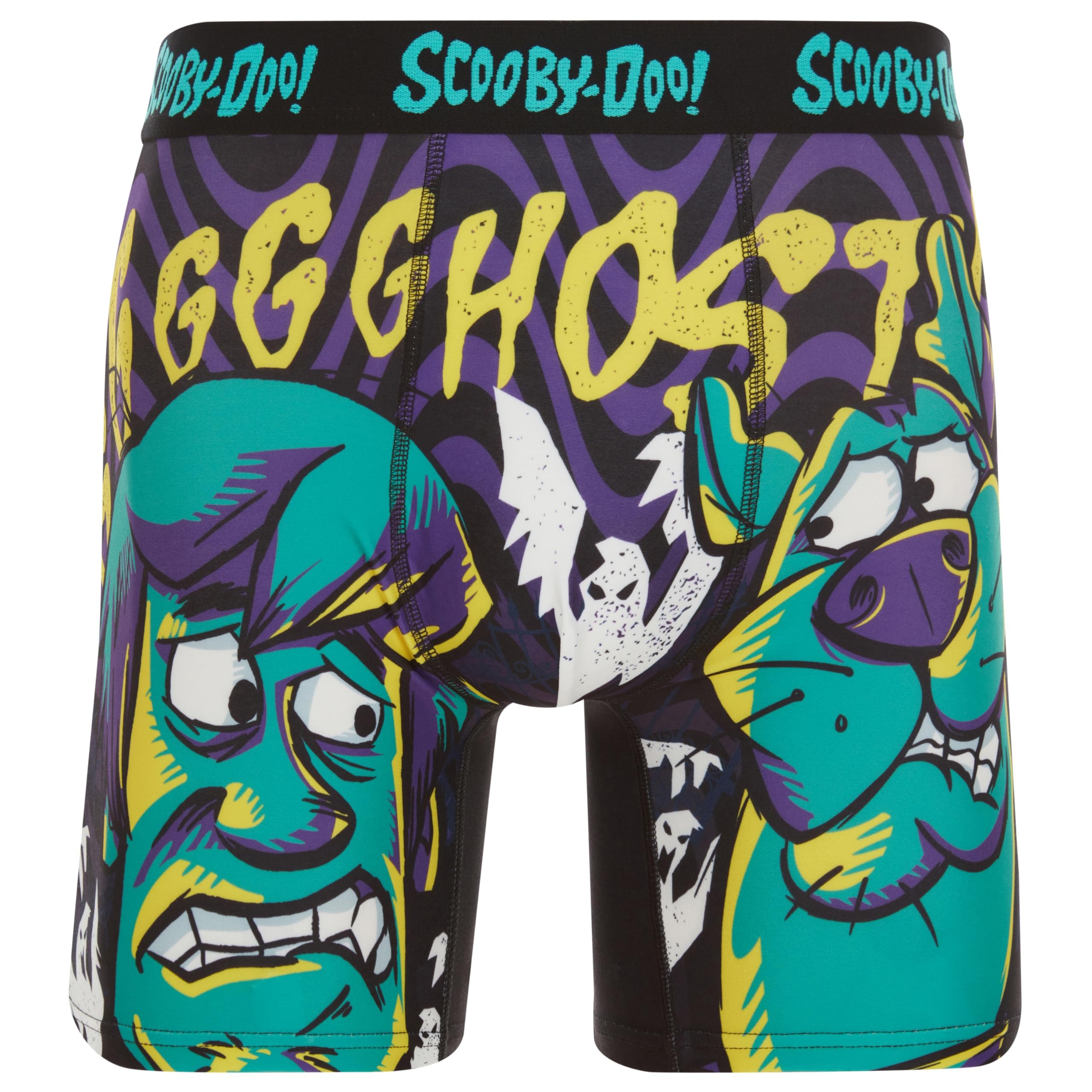 COCO BRANDS Scooby-Doo Mens Boxer Briefs - No Fly Anti-Chafing Stitching Comfort Shaped/Cotton Lined Crotch GGGHOSTS! Large