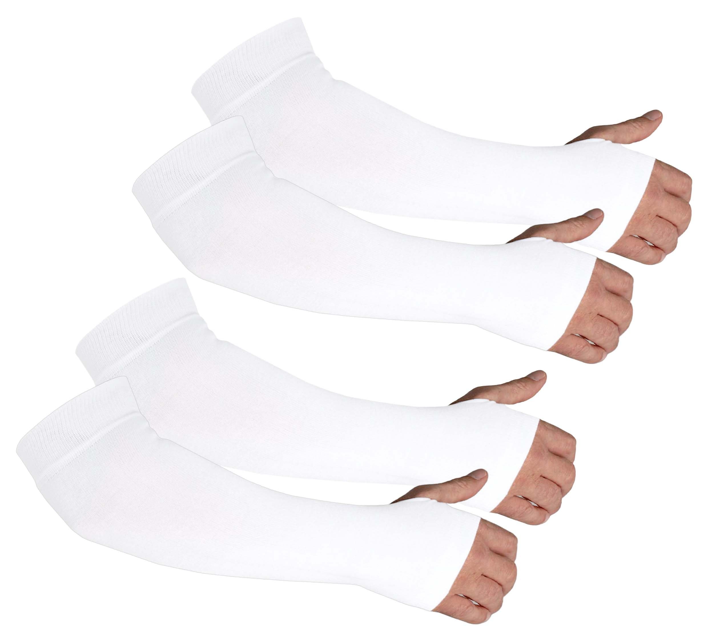 Kinship Comfort Brands Arm Skin Protector Sleeves safe from Abrasions Bruising Thin Skin Tears & Sun | 2 Pair | White
