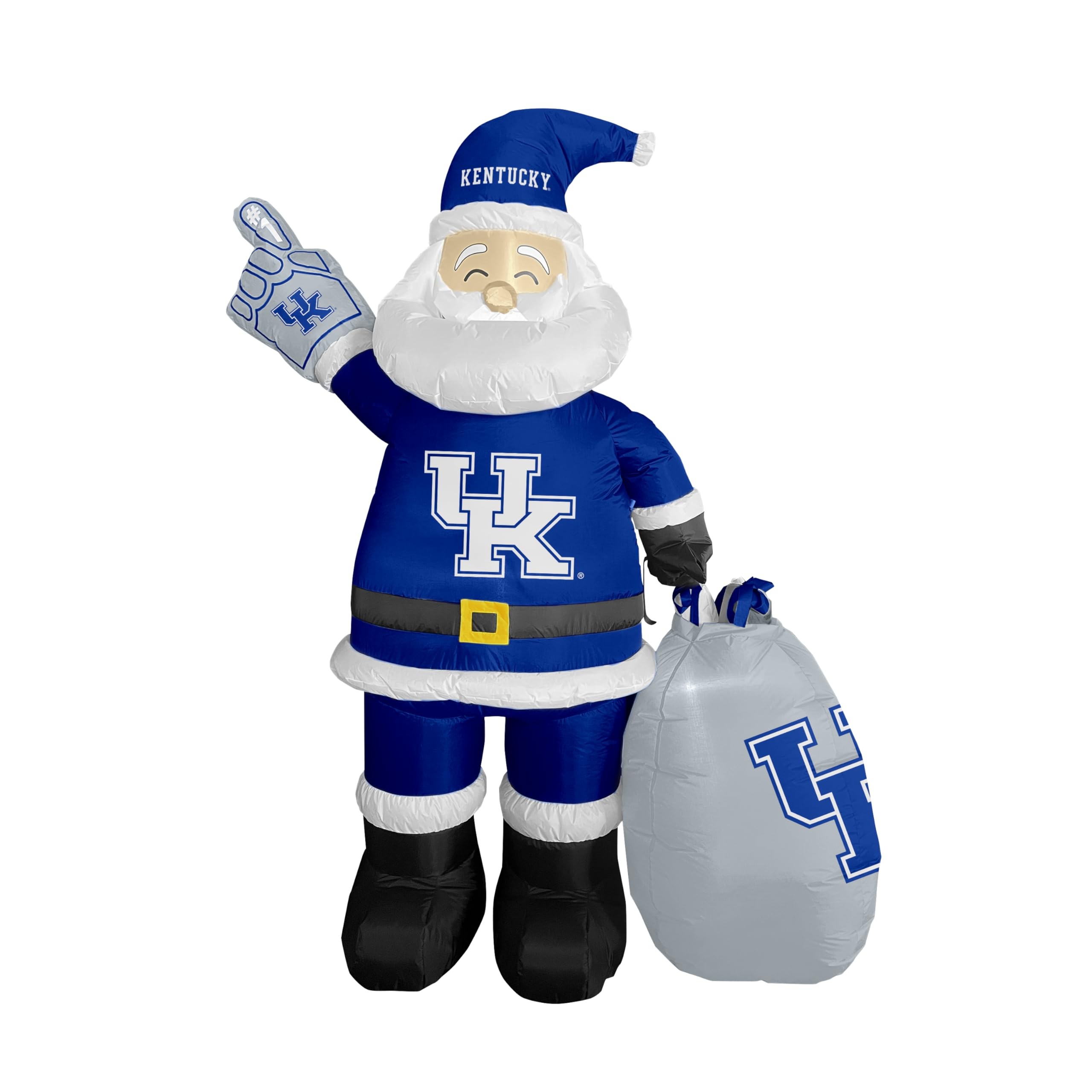 Logo Brands NCAA Kentucky Wildcats 7ft Inflatable Santa – Easy Inflation with 12V Blower LED Lights for Indoor/Outdoor Fun