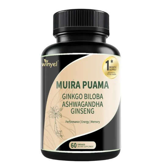 Muira Puama Ginseng Ashwagandha Herbal Supplement – 60 Capsules