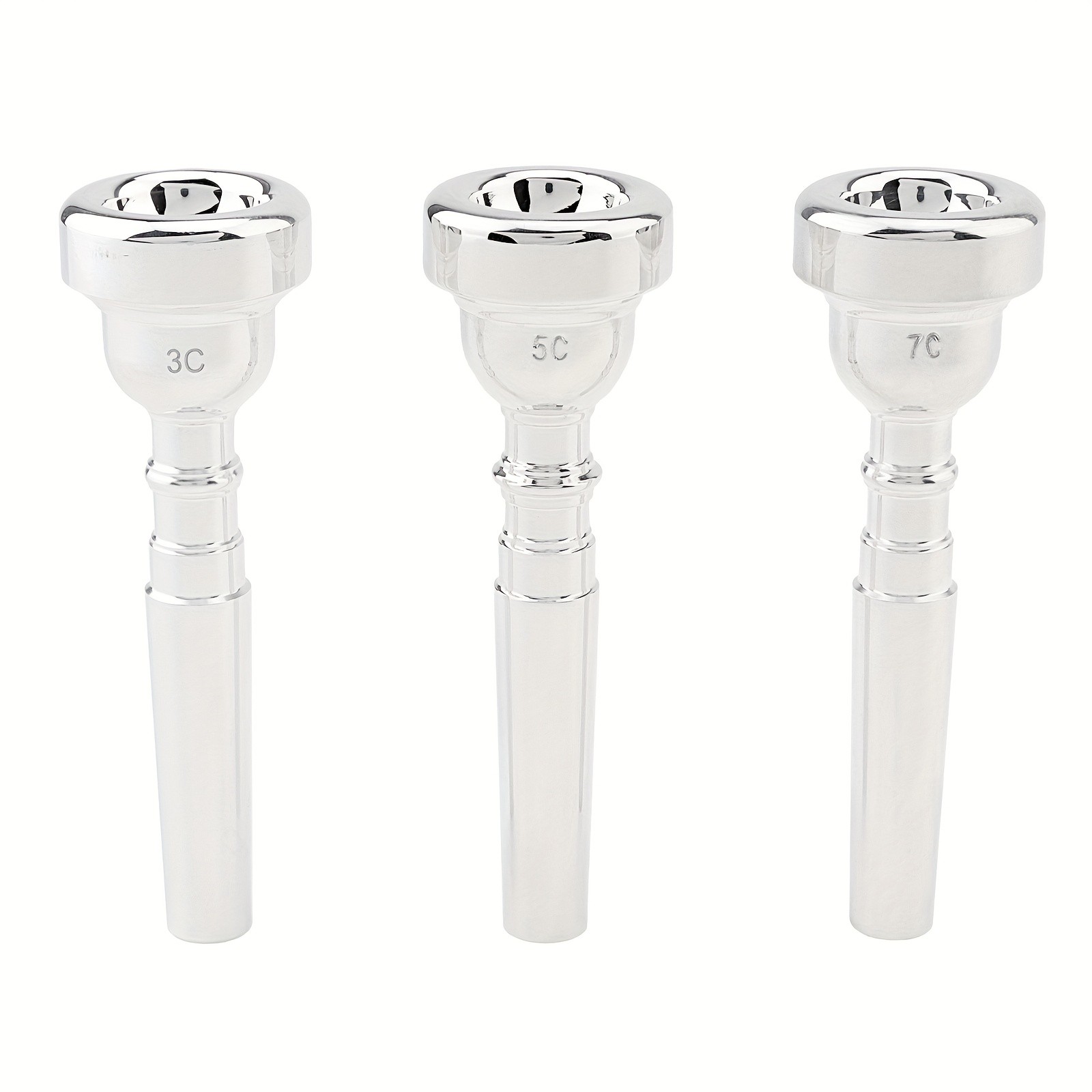 Set of 3 Silver-Plated Brass Trumpet Mouthpieces (Models 7C/5C/3C)