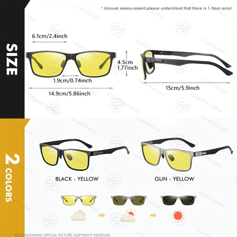 High-Quality Square Photochromic Sunglasses