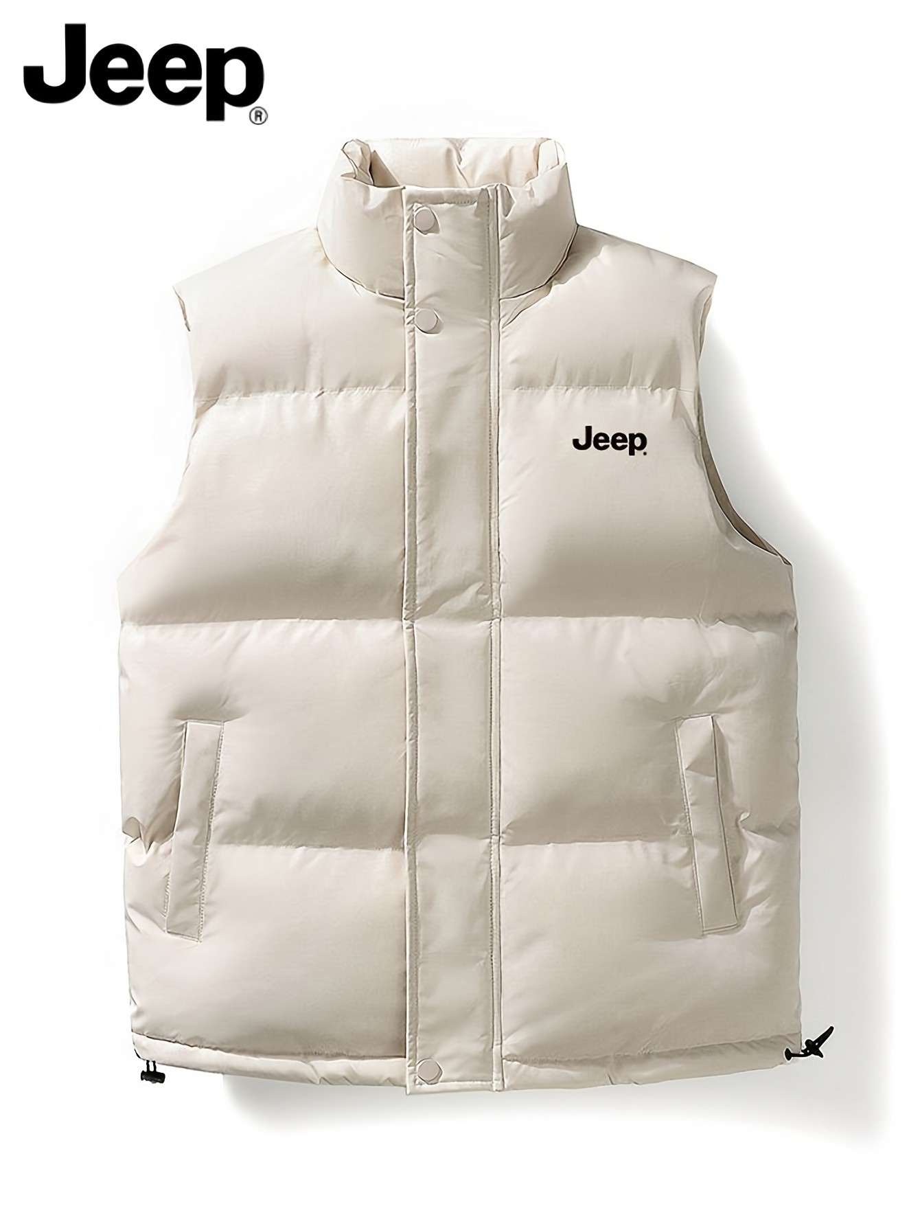 Jeep Men’s Stand Collar Vest – Thick Warm Fleece-Lined Jacket for Fall with Pockets