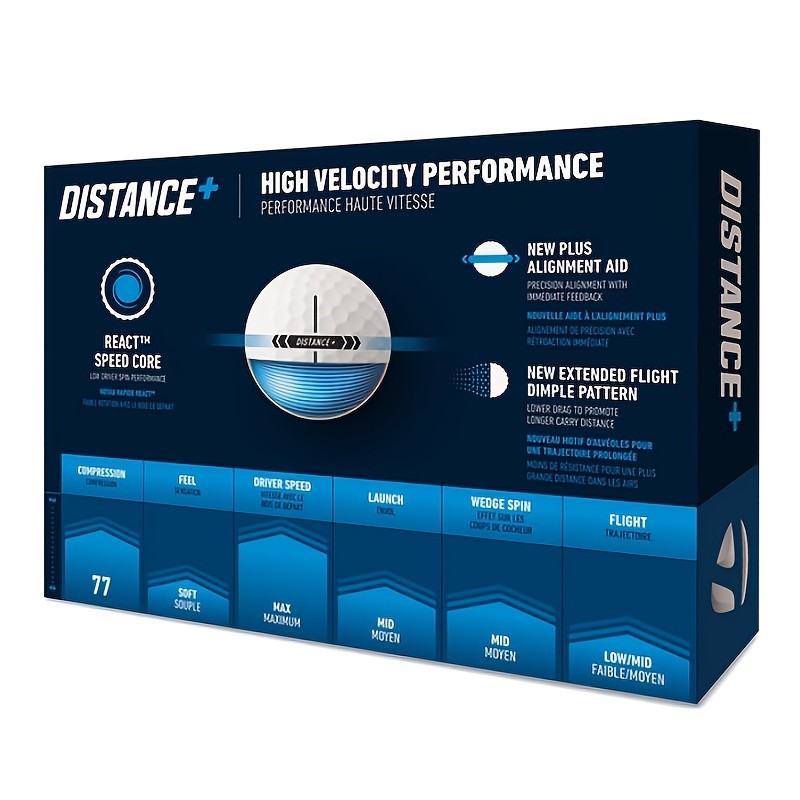 12-Pack of TAYLORMADE Distance+ Golf Balls – Maximum Distance and Optimal Performance for Golfers