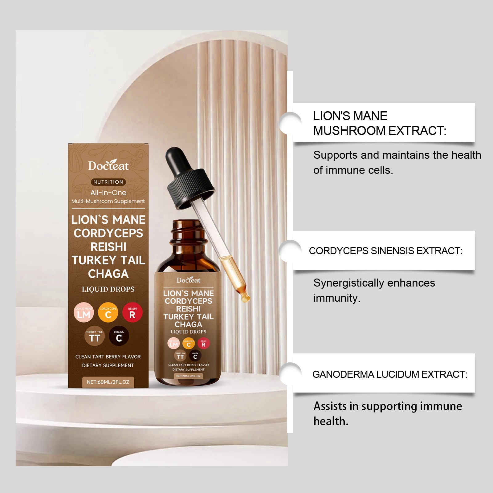 docteat Lion's Mane Cordyceps Reishi Turkey Tail Chaga