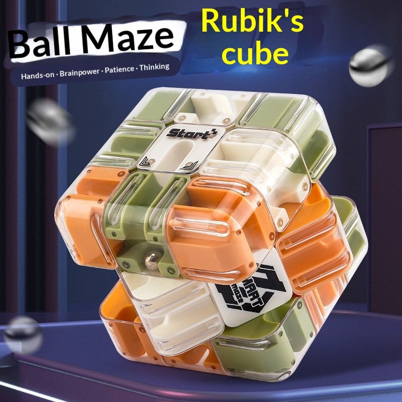 3D Rolling Ball Maze Cube