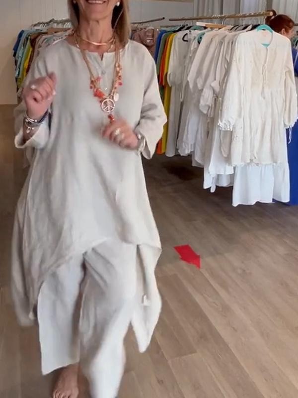 Autumn Long Sleeve Cotton Linen