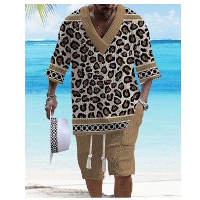 Vintage Jacquard V-Neck Two Piece