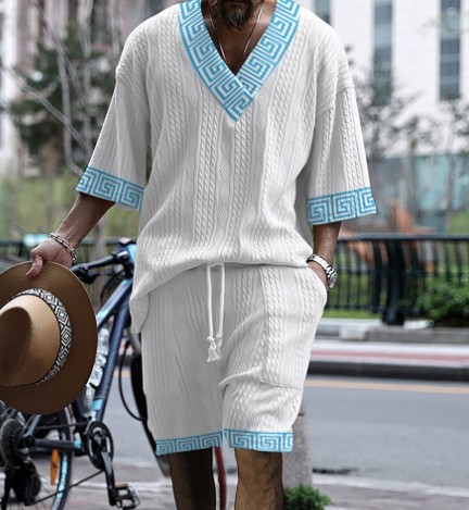 Vintage Jacquard V-Neck Two Piece