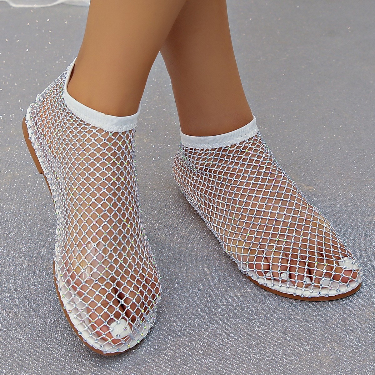 Rhinestones Mesh Chain Sandals