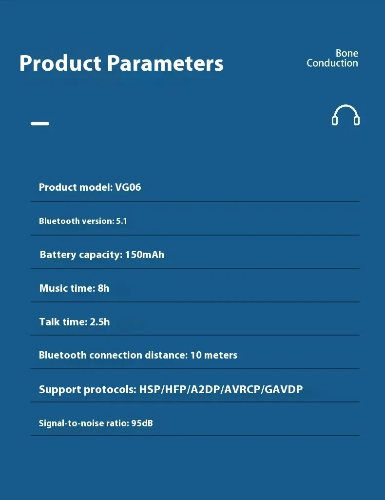 Bone-Conduction Headset Bluetooth Earphones