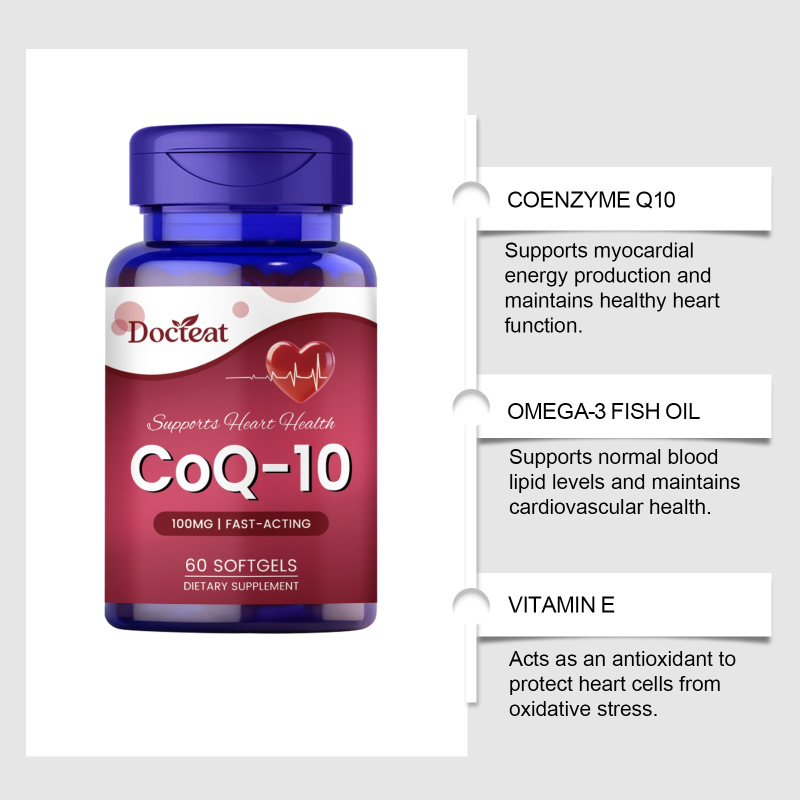 CoQ-10 100mg Softgels – Fast-Acting Support for Heart & Cellular Energy
