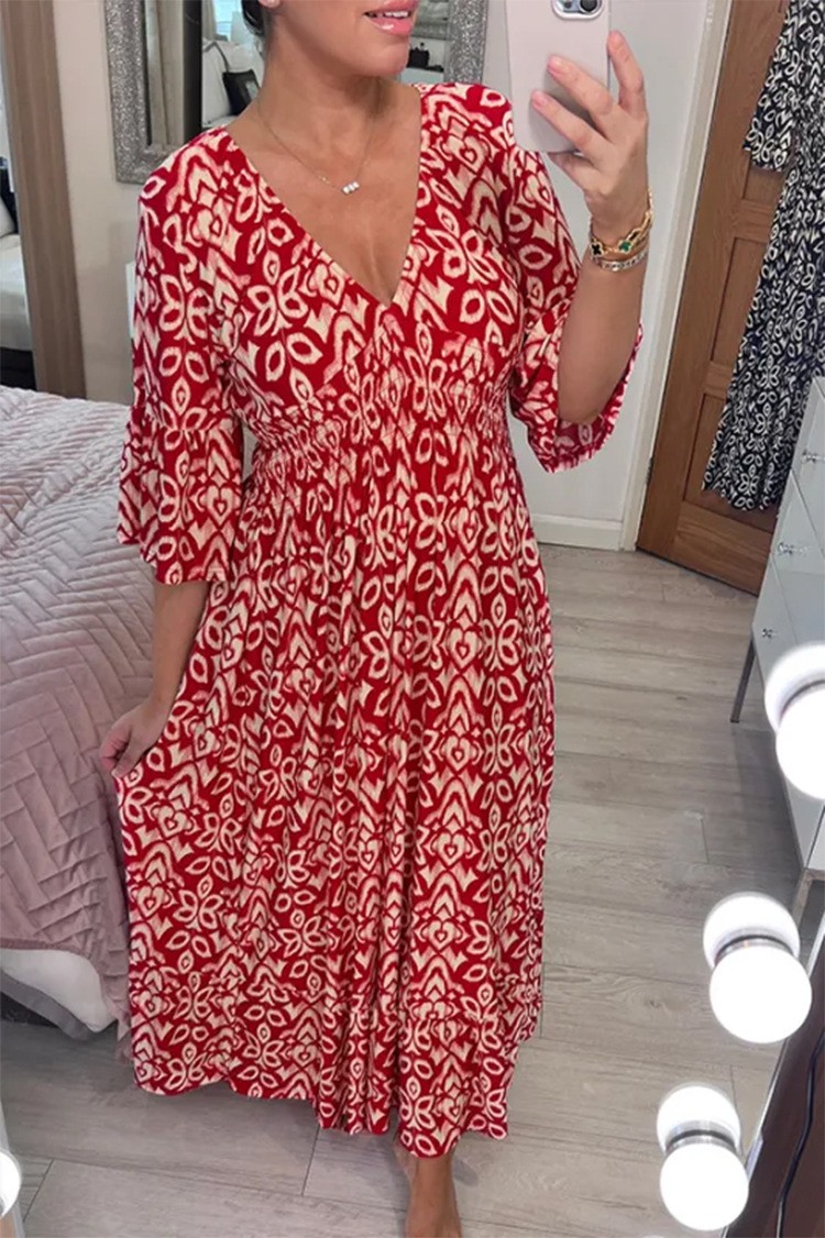 Summer V-Neck Floral Print Dress