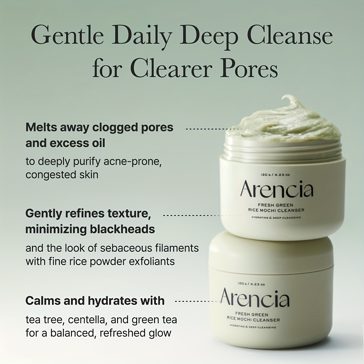 Arencia Fresh Green Rice Mochi Cleanser – Hydrating and Deep Cleansing for All Skin Types