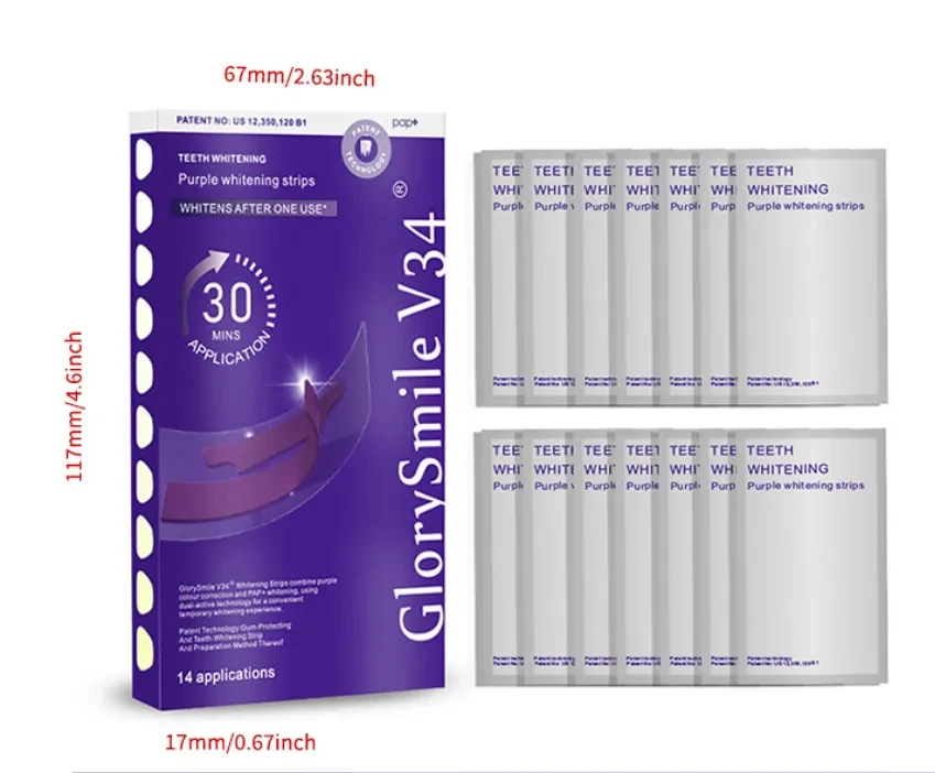 GlorySmile V34 – Advanced Purple Teeth Whitening Strips