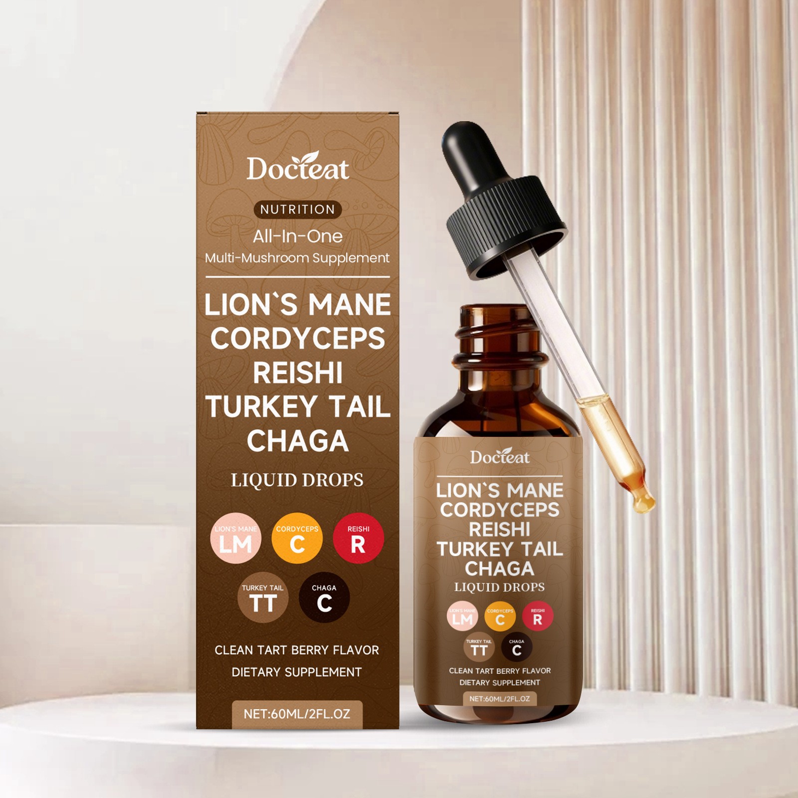 Docteat Nutrition All-In-One Multi-Mushroom Supplement Liquid Drops