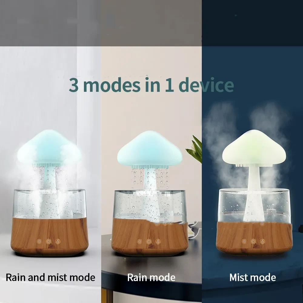 Mushroom Rain Cloud Aroma Diffuser Air Humidifier Night Light With RC
