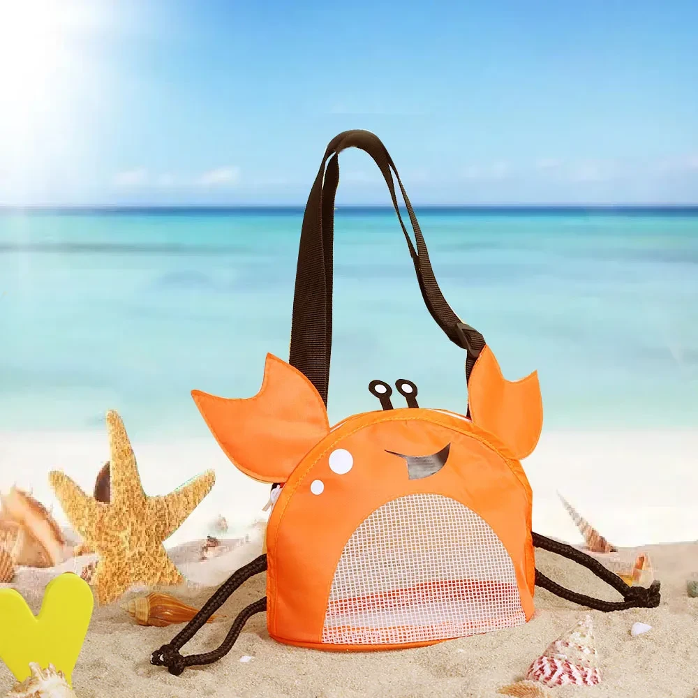 Crab Seashell Zipper Mesh Beach Bag