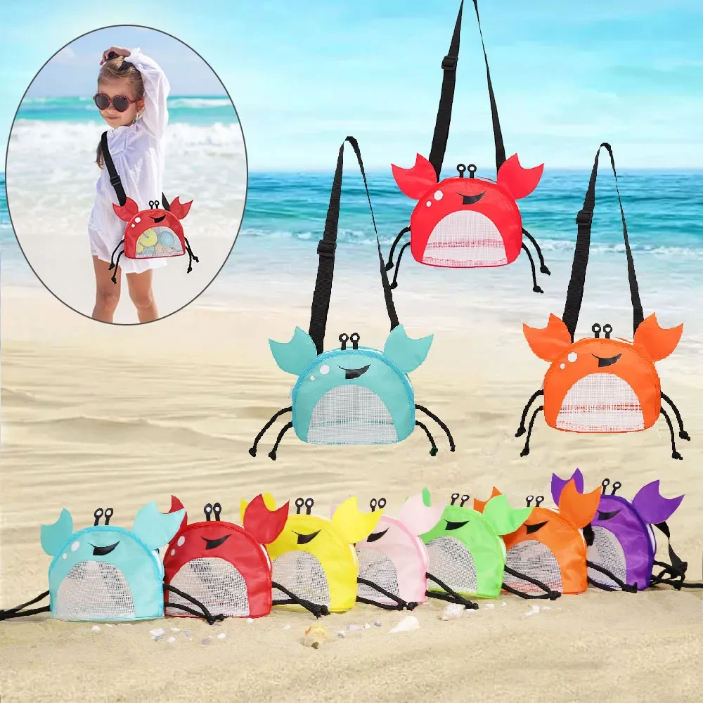 Crab Seashell Zipper Mesh Beach Bag
