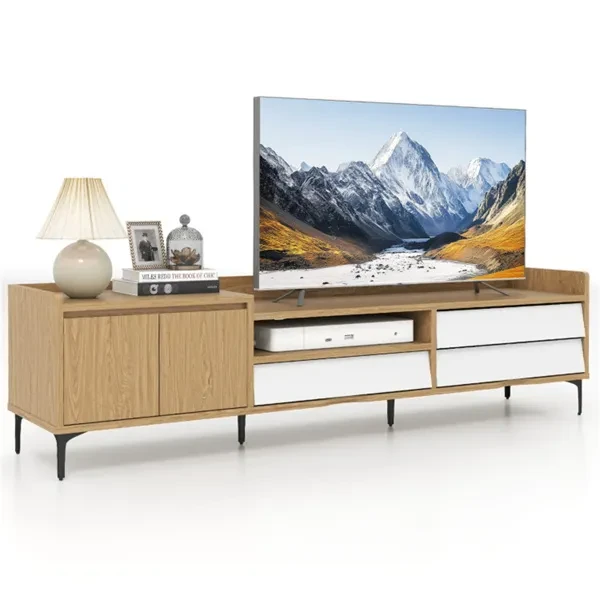 71 Entertainment Center With Drawers & Cabinet, Cable Management TV Console For Living Room