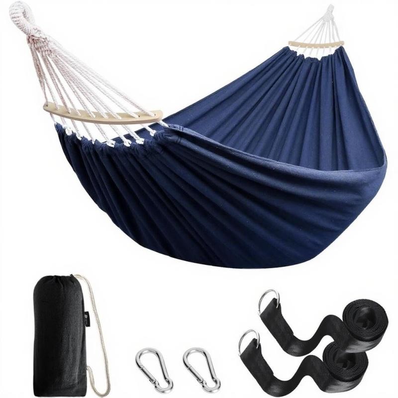 Garden Hammock Camping Canvas Hammock Bed Breathable Hanging Swing Spreader Bar