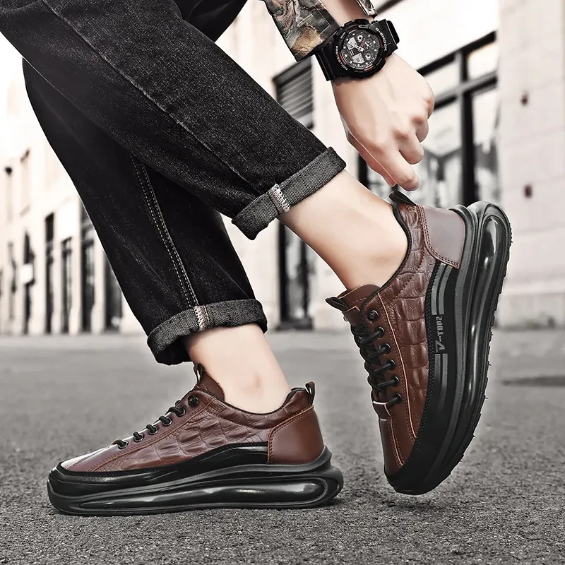 Men's Casual Cowhide Air Cushion Sneakers