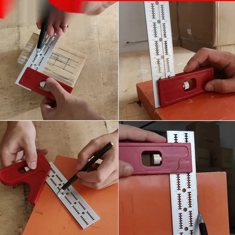 Woodworker Edge Rule Stainless Steel Square Edge Ruler Woodworking Compass And Protractor Set