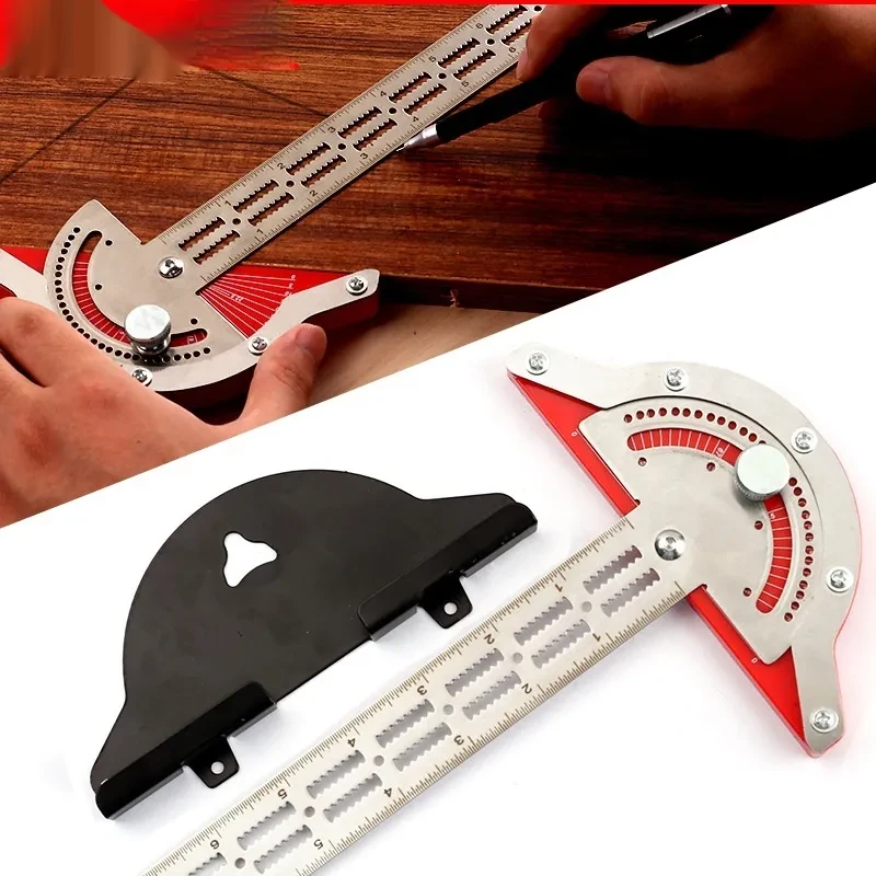 Woodworker Edge Rule Stainless Steel Square Edge Ruler Woodworking Compass And Protractor Set