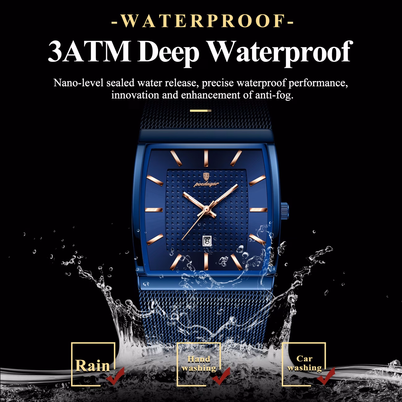 Elegant Blue Square Watch