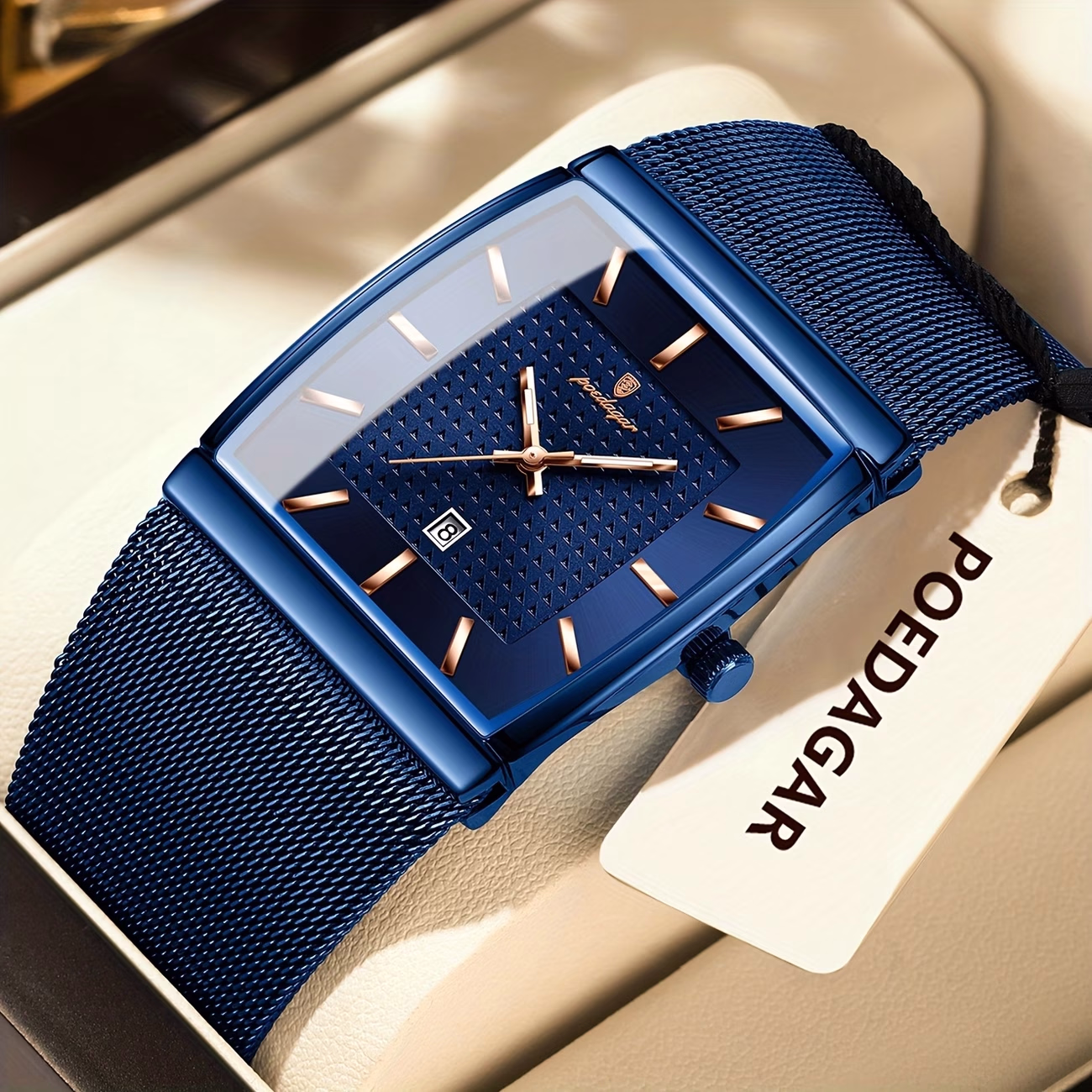 Elegant Blue Square Watch