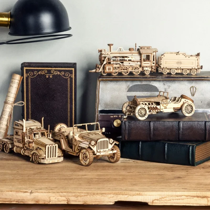Super Wooden Mechanical Model Puzzle Set
